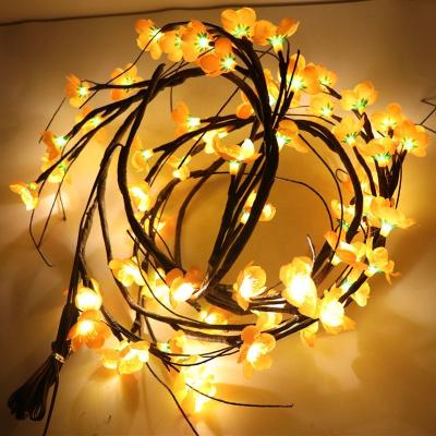 China Willow vine branches light lit flowers warm white decor. lit willow vine branches brown wrapped crafts for sale