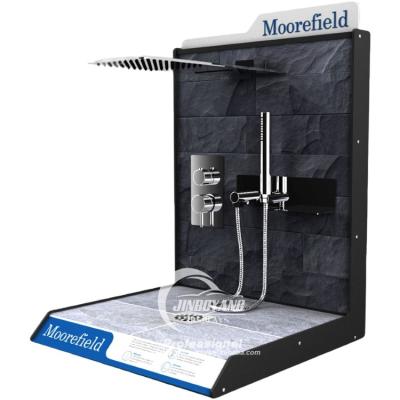 China Durable Custom Shop Floor Standing Faucet Sample Display Panel Holder Stand For Bathroom Accessories for sale