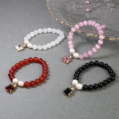 China Stone Charm Jade Beads Rose Quartz Bracelet Natural Gemstone Designer Bracelet Custom Healing Vintage Jewelry Wholesale for sale