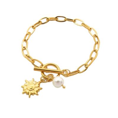 China Simple Gold CLASSIC Jewelry Stainless Steel Fashion Women Bead Bracelets With Unique Pendant Pattern for sale