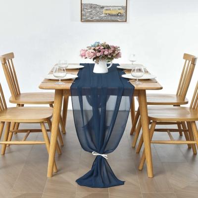 China Beautiful Table Runner Silky Soft Woven Chiffon Table Runner Beautiful Polyester Material For Party for sale