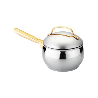 China Sustainable Hot Selling Non Stick Saucepan Pot Cooking Pot Gold Stainless Steel Saucepan With Airtight Lid for sale