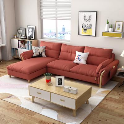 China Modern Sectional Sofa 3seat Sofa Red Fabric Simple Sectional Sofa A Nordic Style for sale
