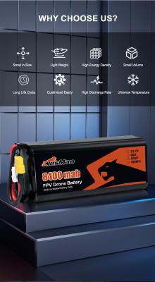 China 900g 500 Cycle Life 6S2P P42A Li-ion Battery Pack 8400mAh for 7inch 10inch FPV Drones Lightweight for sale