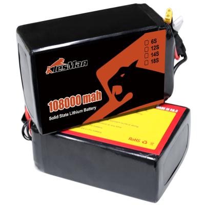 China Large capacity Solid State Drone Battery 106000mAh 44.4V 12S 14S 24S Burst 10C for Professional FPV Drone for sale