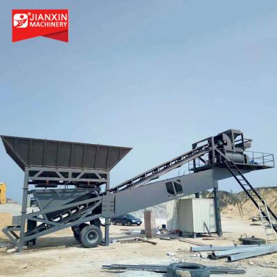China Construction works 60M3 Per Hour Mobile Concrete Mixing Batching Plant With Automatic Control System for sale