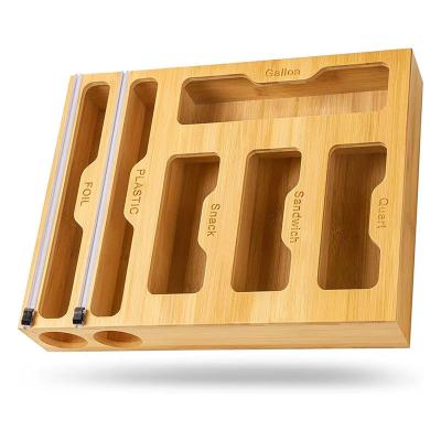 China Stocked Food Grade Containers Multifunctional Kitchen Tools Plastic Wrap Dispenser With Cutter Suitable Fresh-Keeping Bag ziplock bag for sale
