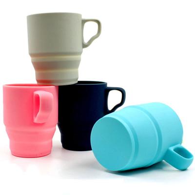 China Food Grade 180ml 300ml Collapsible Silicone Mug Travel Cup for sale