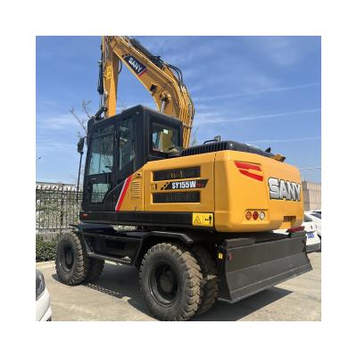 China 100% New Pro Machine SY155W Crawler Digger 13.5TONS Wheeled Excavators 0.65M3 for sale