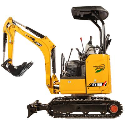 China mini excavator SY18U small digger excavator equipped with imported engine for garden and farm 0.04m ³ for sale