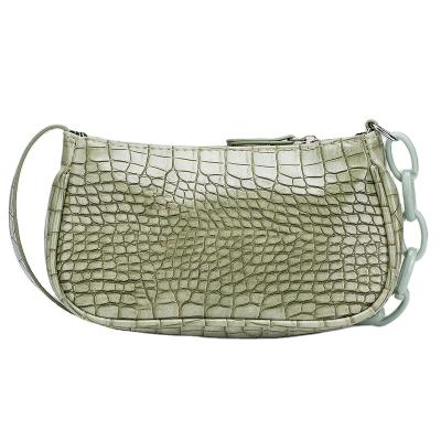 China Lady Greathan Woman Crocodile Pattern Handbags Thick Chain Design Mini Underarm Bag Vintage Shoulder Bags for sale
