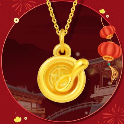 China AU999 fashion real 18K 24K gold female necklaces bracelets charm necklace good jewelry CLASSIC luxury pure pendant ladies women for sale