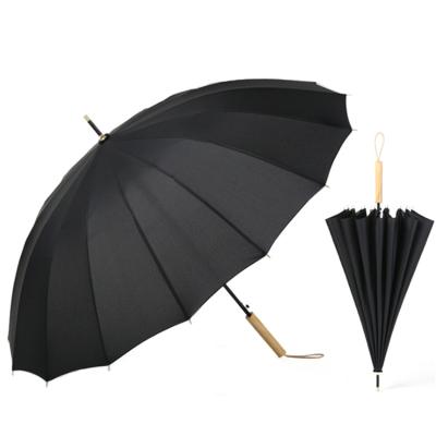 China Bright Colored China Factory High Quality 23 inch 16K Business Golf Umbrella With Wooden Handle OEM for sale
