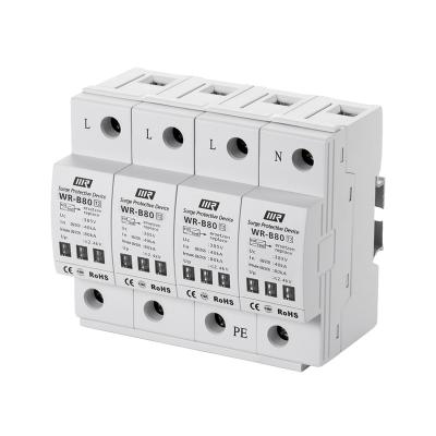 China Electrical Lightning Protection Class II ln 40kA lmax 80kA 275V/385V Lightning Arrester SPD 4 Pole for sale