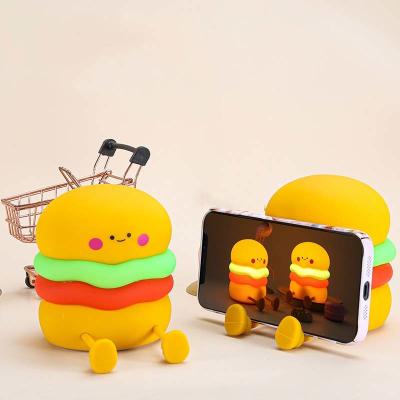 China Night Light For Kids Cute Silicone Nursery Hamburger Lamp For Girls Boys Squishy BedroomNight Light Timer Besides Lamp for sale