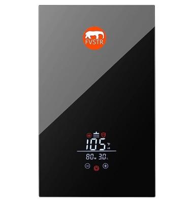 China Hotel FVSTR TK09 Black Electric Tankless Water Heater with Glass Panel, 9.0KW 240V High Power for Shower, Safe and Efficient for sale