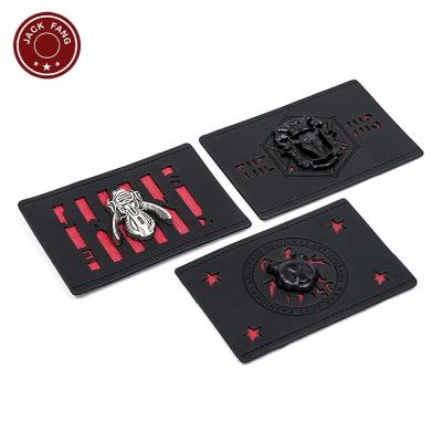 China Viable Custom Embossed Logo Faux Leather Labels Suede Leather Rivets Tags Long Skinny Tags Crochet Leather Label for sale