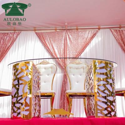 China Metal Base Led Light Dining Table (Other) Adjustable Clear Glass Top For Events for sale