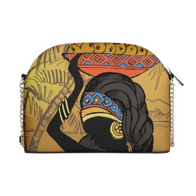 China Fashion Afro Black Girls Ladies Handbag PU Leather Messenger Bags For Women Messenger Bags For Women With Chain for sale