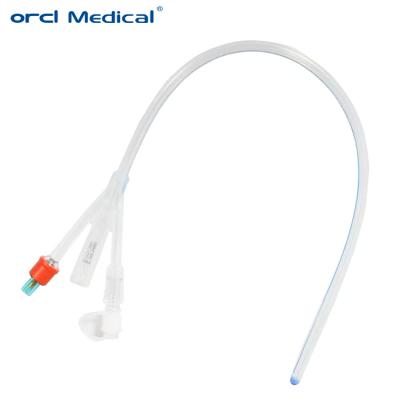 China Cateter de Foley 100% estéril descartável revestido com silicone 3 Way Cateter de Foley de silicone de tipo padrão à venda
