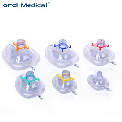China Oxygenmasker voor ademhaling met opblaasbaar medisch wegwerp PVC-anesthesimasker Te koop