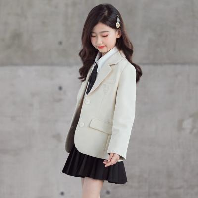 China New Comfortable Washable Spring Fabric Girls Clothing Set Street Blazer Windproof Skirt Suit for sale