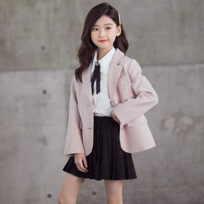 China Design Washable Straight Blazer Suit Temperament Light Pink Short Coat For School Uniforms for sale