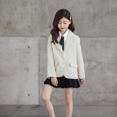 China High quality apricot suit fashion personality solid color washable suit blazer and black skirt temperament suit for sale