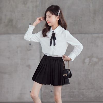 China Autumn New Children Clothing College Style Long Sleeve Shirt Washable High Waist Pleated Skirt Suit for sale