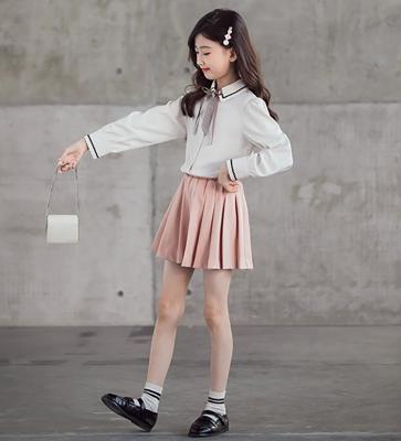 China New 100% Cotton Casual Wear Girls Dress Sets Autumn Soft Girl Dance Skirt Hot Sale Washable for sale