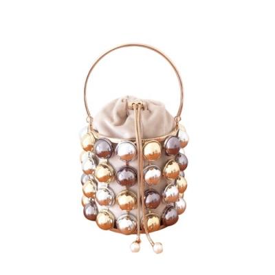China 2021 European and American new female net red bucket summer All-match pearl diagonal portable bag fashion for sale