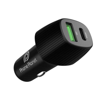 China Universal Universal Quick Charging QC+PD20W Dual Ports Mobile Phone USB Car Phone Charger for sale
