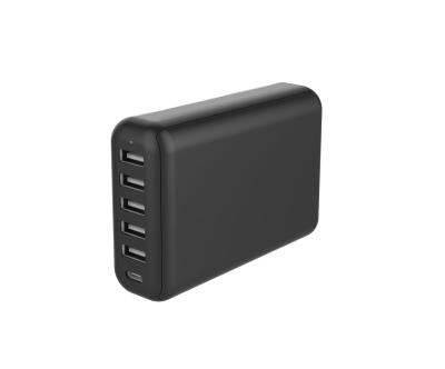 China Charge For Type C Mobile Phones OEM 5 USB Port + 1 Type C Mobile Phone Charger 60W PD Wall Fast Charger For Android IOS for sale