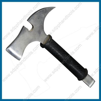 China mutil-purpose fireman's insulated waist axe with black rubber cover, chrome plated axe, fire fighting hatchet for sale