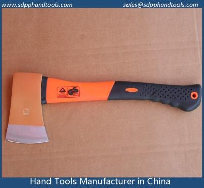 China felling axe with fiberglass handle with rubber grip, forged axe head, colorful plastic costed fiberglass handle zu verkaufen