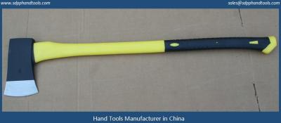 China long handle felling axe with fiberglass handle, black high carbon steel axe head with yellow black fiberglass axe handle zu verkaufen