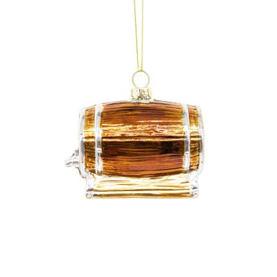 China Rustic Durable Vintage Wine Barrel Christmas Gifts Display Unbreakable Wine Christmas Ornament Decoration For Tree for sale