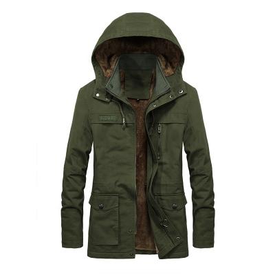 China New QUICK DRY winter men's overcoats thicken windproof zipper fleece hooded men's coat parka warm and fur outerwear for sale