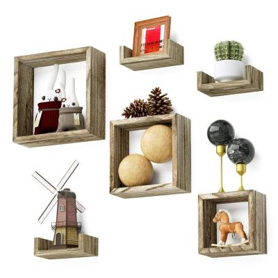 China Handmade square cube U beams set of 6 rustic wood shelves for sale
