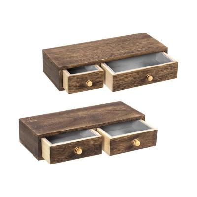 China Handmade 2 Bedside Shelf Nightstand Floating Shelf Set With Drawer for sale
