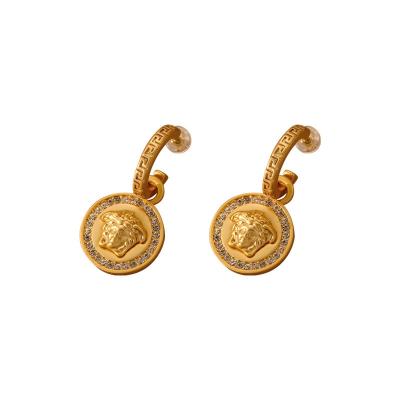 China Retro Vintage Fashion Fine Jewelry Dumesa Portrait Matte Coin Earrings For Women for sale