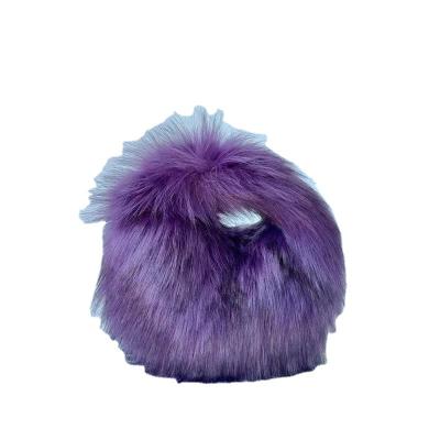 China Daliy Famous Hot Sale Brand Faux Dyed Color Raccoon Fur Hairy Bags For Women With Long Purse Fur Straps for sale