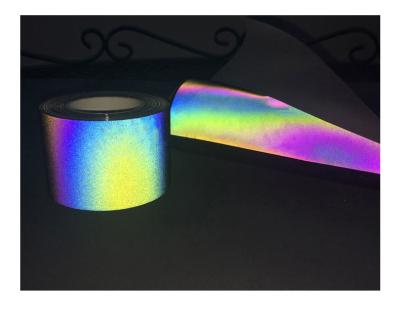 China Eco-Friendly Weed Sticky Plastic Easy Rainbow PET Heat Transfer Reflective Vinyl for sale