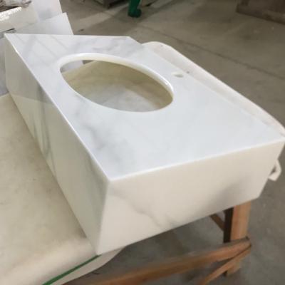 China Modern Luxury Bathroom Vanity Tops Nano Glass Calaccata Stone Vein for sale