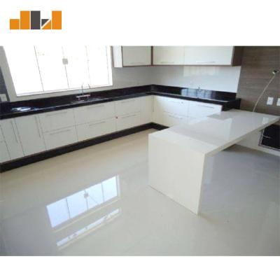 China Modern Kitchen Countertops Custom Polished White Nano Glass Table Tops Kitchen Islands for sale