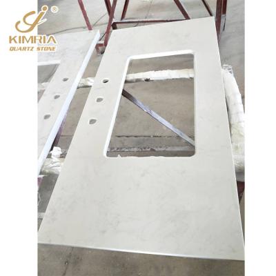 China Modern Polished Waterproof Artificial Stone Type Kitchen Countertop Quartz Stone Vanity Top for sale