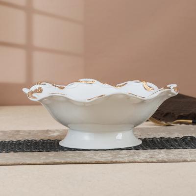 China Sustainable High Quality Luxury Fruit Ceramic Plate Tray Decoration Chinese Wedding Fruit Plate For Restaurant for sale