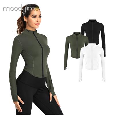 China New Arrival Breathable Quick Dry Long Sleeve Support Collar Absorb Fitness Sports Women Yoga Sweat Coat for sale