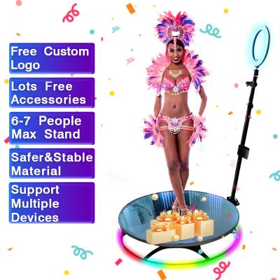China Full-metal or Solid Metal+Glass 360 Photo Booth Hot Selling 100cm Large 360 Photo Booth Glass Tempered Glass Led Mirror Glass 360 Degree Photo Booth for sale