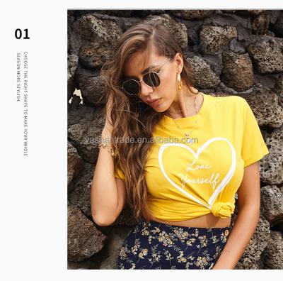 China Anti-Wrinkle Wish Amazon Lip Print T-Shirt With Round Neck And Short Sleeves for sale